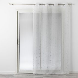 Voilage à oeillets 140 x 240 cm luminette fils metallises dixie Blanc/argent