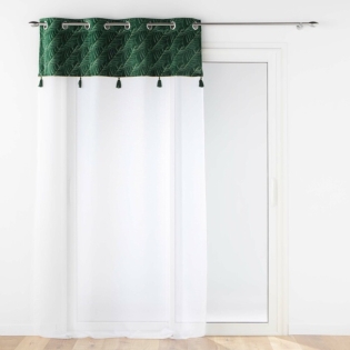 Voilage a oeillets 140 x 240 cm voile sablé + haut velours Palmina Vert
