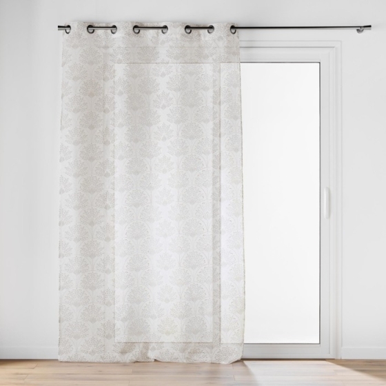 Voilage à Œillets Grande Hauteur - 140 x 280 cm - Voile Sable Imprimé Métallisé Majestia